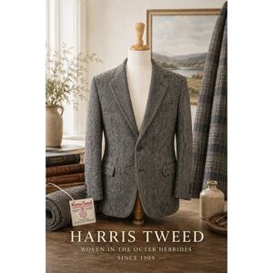 Harris Tweed 42 Academia Quiet Luxury Blazer Jacket Coat Grad Wedding Prom